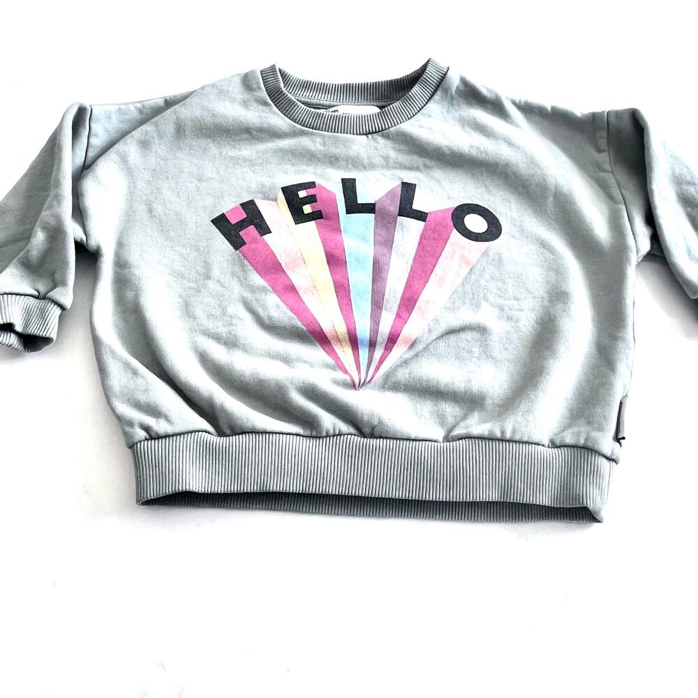Piupiuchick Organic Cotton Hello Sweatshirt Green Unisex Size 12 M Minimalist